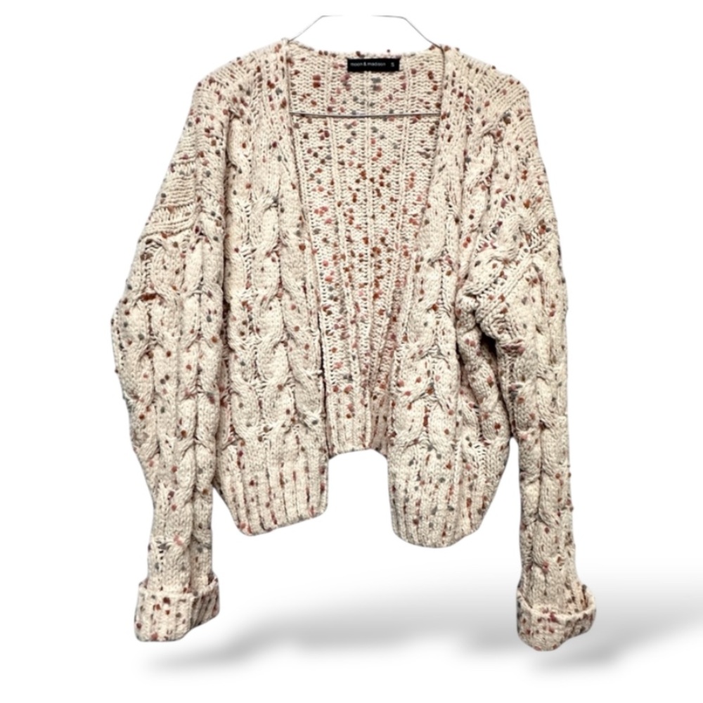 Moon & Madison Womens Multicolor Knit Drop‎ Shoulder Open Front Cardigan Size S
